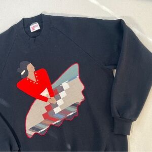Vintage Black Sweatshirt with Colorful Abstract Design